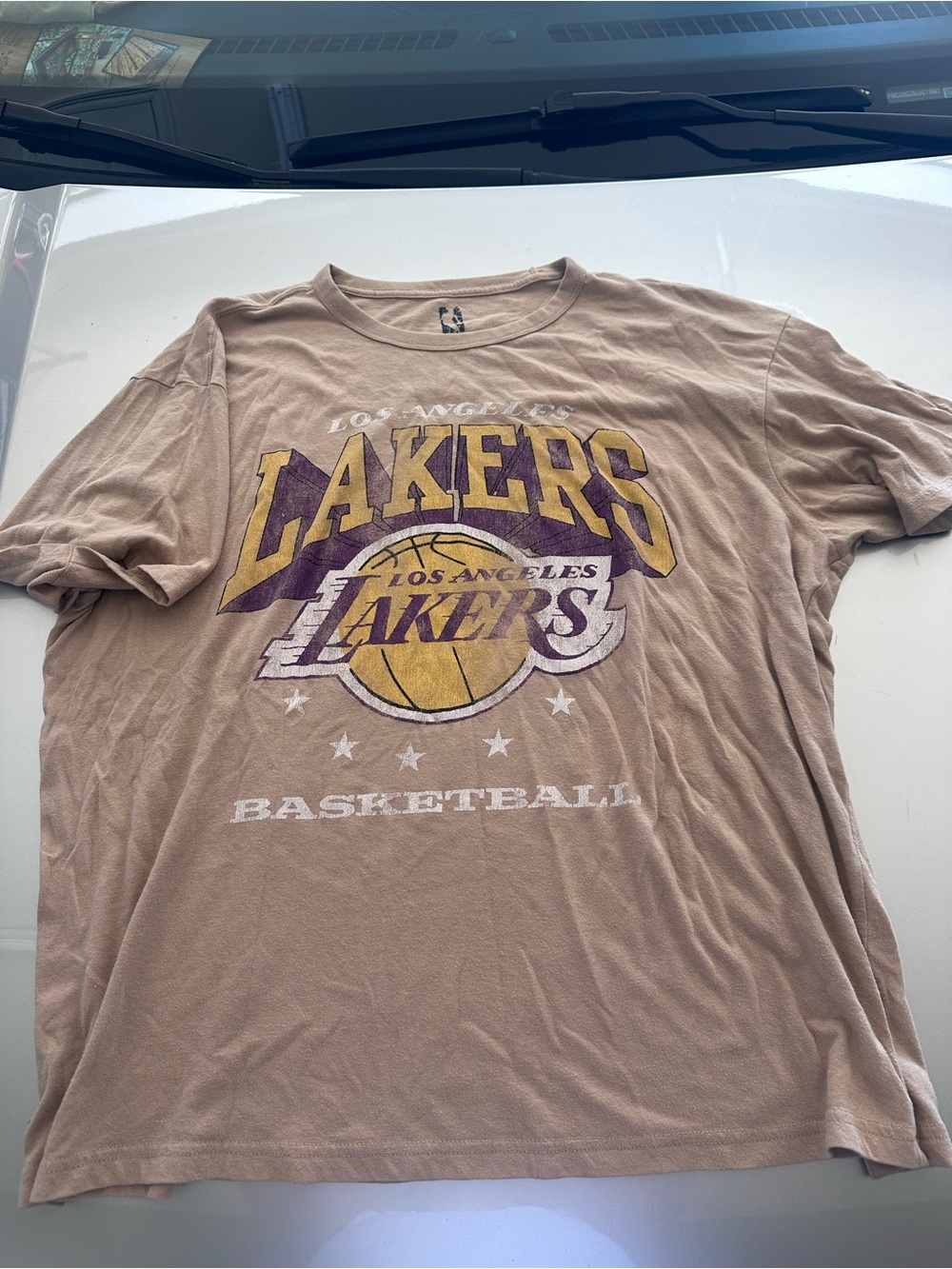 NBA Beige Los Angeles Lakers Graphic Tee with Purple & Gold Logo